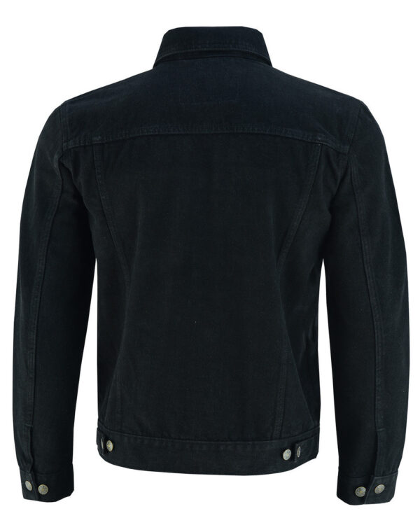 Vance Mens Black Heavy Duty Denim Button Front Motorcycle Jacket, Jean Jacket for Men - Image 3