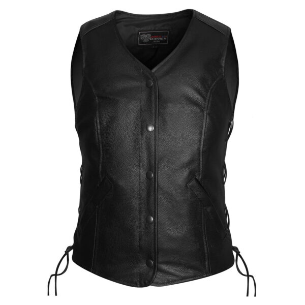 Vance Leather Ladies Economy Leather Five-Snap Lace Side Vest - Image 5