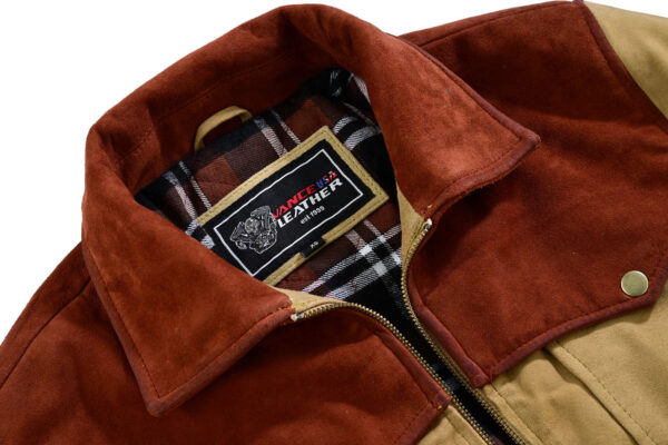 Men's Western Goat Suede Two-Tone Leather Jacket - Image 2