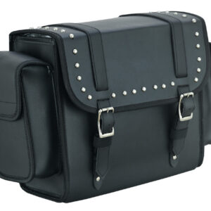 Vance Medium Black Studded Motorcycle Sissy Bar Bag for Harley Davidson Motorcycles
