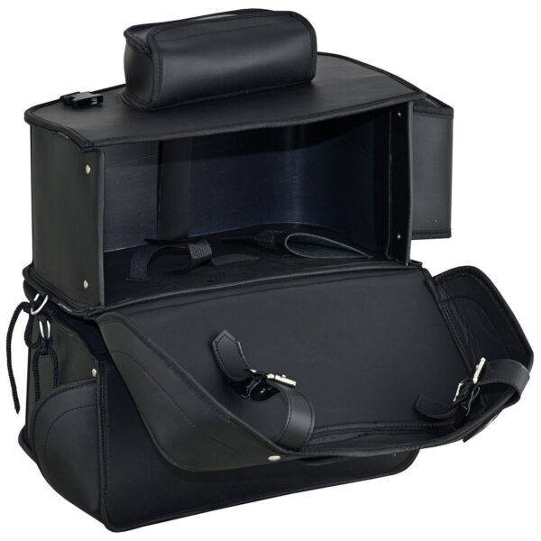 Vance Reinforced Black Plain Motorcycle Saddlebags 30L Water-Resistant Fits Honda, Yamaha, Kawasaki, Indian, and Harley-Davidson - Image 3
