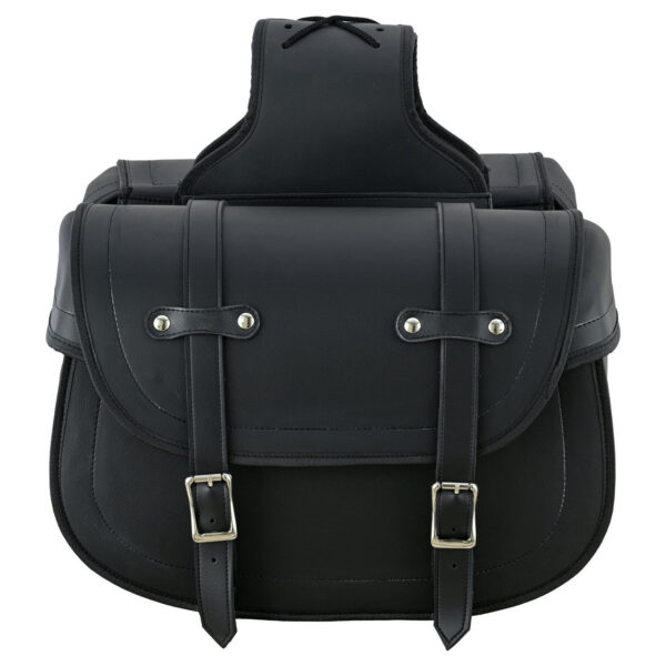 Vance Reinforced Black Plain Motorcycle Saddlebags 30L Water-Resistant Fits Honda, Yamaha, Kawasaki, Indian, and Harley-Davidson - Image 2