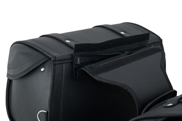 Vance Reinforced Black Plain Motorcycle Saddlebags 30L Water-Resistant Fits Honda, Yamaha, Kawasaki, Indian, and Harley-Davidson - Image 6