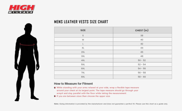 High Mileage Men's Zipper and Snap Closure Collarless Leather Club Vest with American Flag Liner and Red Stitching - Image 7
