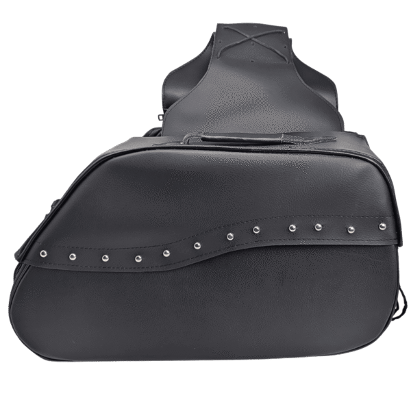 Vance Black Studded Motorcycle Saddlebags 30L Water-Resistant Fits Honda, Yamaha, Kawasaki, Indian, and Harley - Image 2
