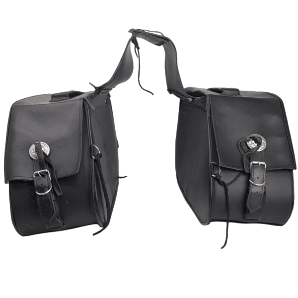 Vance Black Studded Motorcycle Saddlebags 30L Water-Resistant Fits Honda, Yamaha, Kawasaki, Indian, and Harley - Image 4