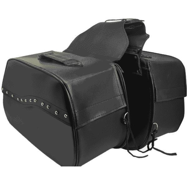 Vance Black Studded Motorcycle Saddlebags 30L Water-Resistant Fits Honda, Yamaha, Kawasaki, Indian, and Harley - Image 3