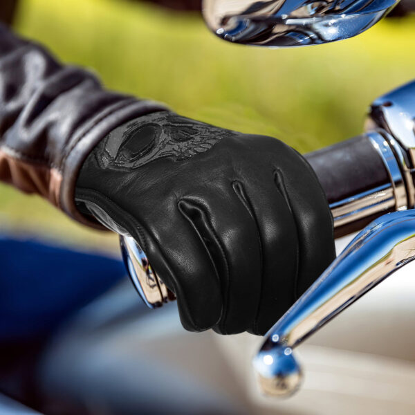 Vance Leather Premium Leather Motorcycle Glove, Riding Gloves with Reflective Skull Design, Gel Palm & Touchscreen Capability - Image 5
