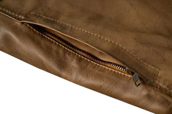 Men's Western Waxed Two-Tone Austin Brown Leather Jacket - Image 4