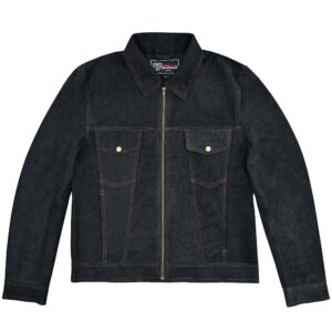 Rancher Goat Suede Trucker Black Leather Jacket