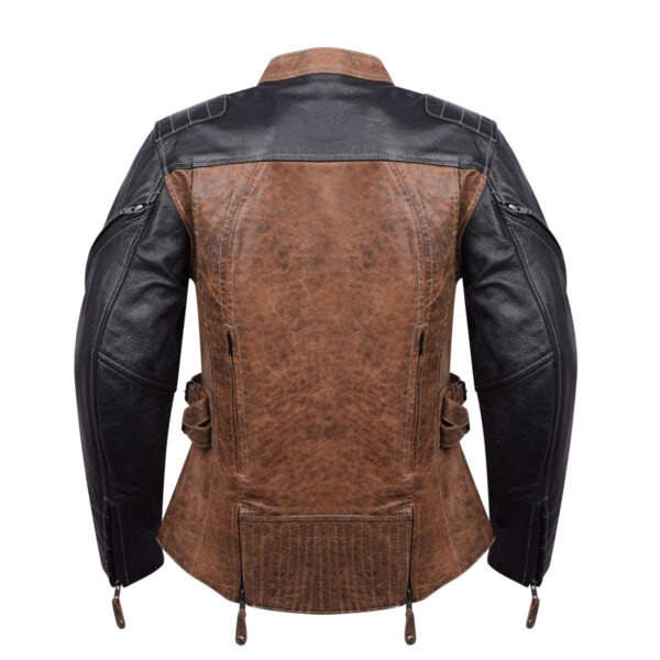 High Mileage HML639 Womens Black and Brown Vintage Style Lady Biker Concealed Carry Motorcycle Riding Jacket - Image 10