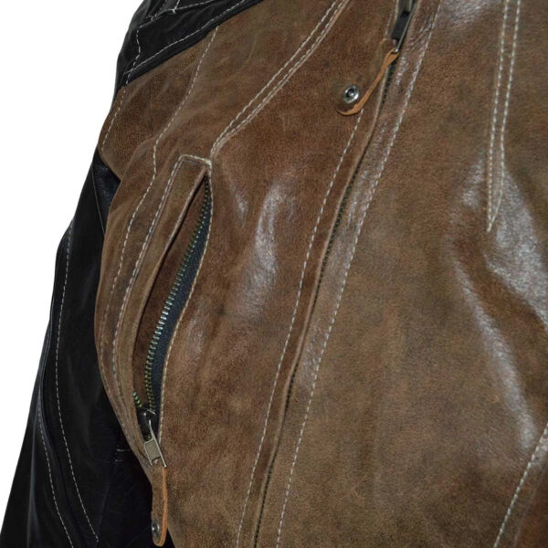 High Mileage HML639 Womens Black and Brown Vintage Style Lady Biker Concealed Carry Motorcycle Riding Jacket - Image 4