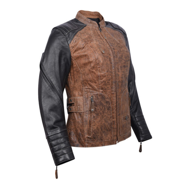 High Mileage HML639 Womens Black and Brown Vintage Style Lady Biker Concealed Carry Motorcycle Riding Jacket - Image 8